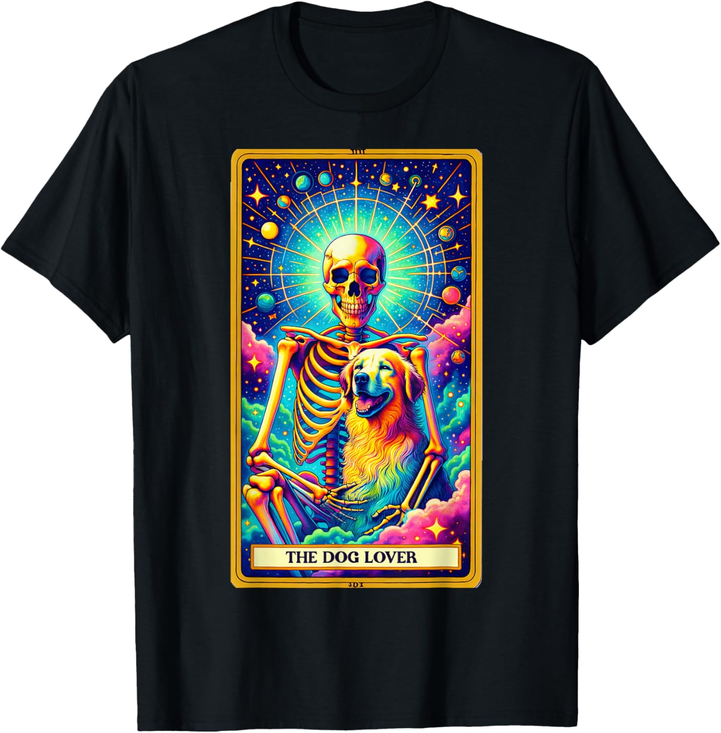 Dog Lover Tarot Card Skeleton Skelly Dog Mama Mom Dad Pup Men Women Kids T-Shirt