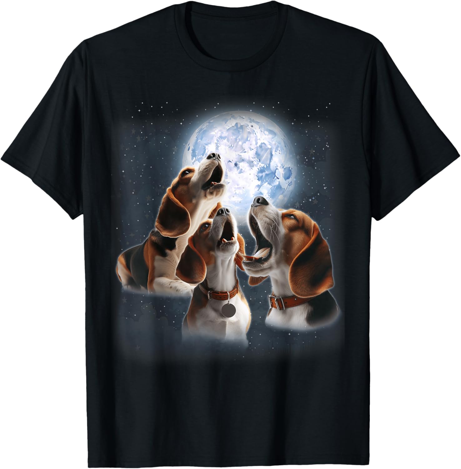 3 Beagles Howling At The Moon Funny Pet Beagle Dog Lover Kid T-Shirt