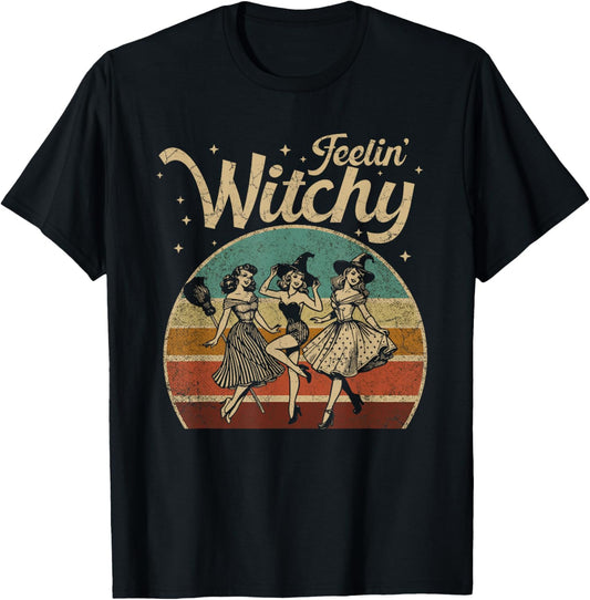 Feelin' Witchy Girl Halloween Witch Girl Spooky Season T-Shirt