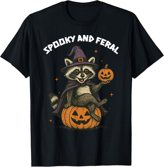 Feral And Spooky Raccoon Witch T-Shirt