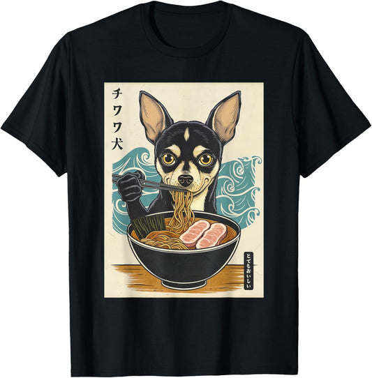 Dog Ramen Japanese Anime Cute Kawaii Chihuahua Eat Ramen T-Shirt