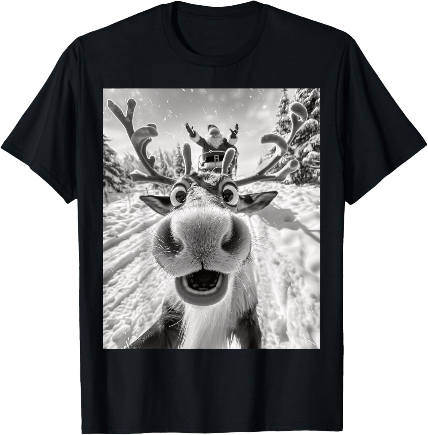 Funny Reindeer Selfie Christmas T-Shirt