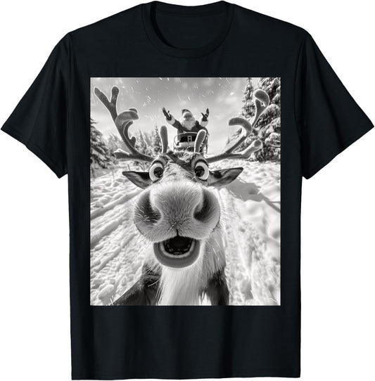 Funny Reindeer Selfie Christmas T-Shirt