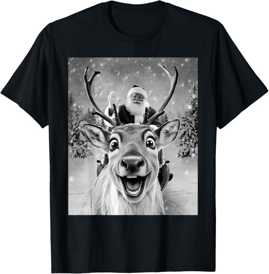 Funny Reindeer Selfie Santa Christmas Gifts Men Women Kid T-Shirt