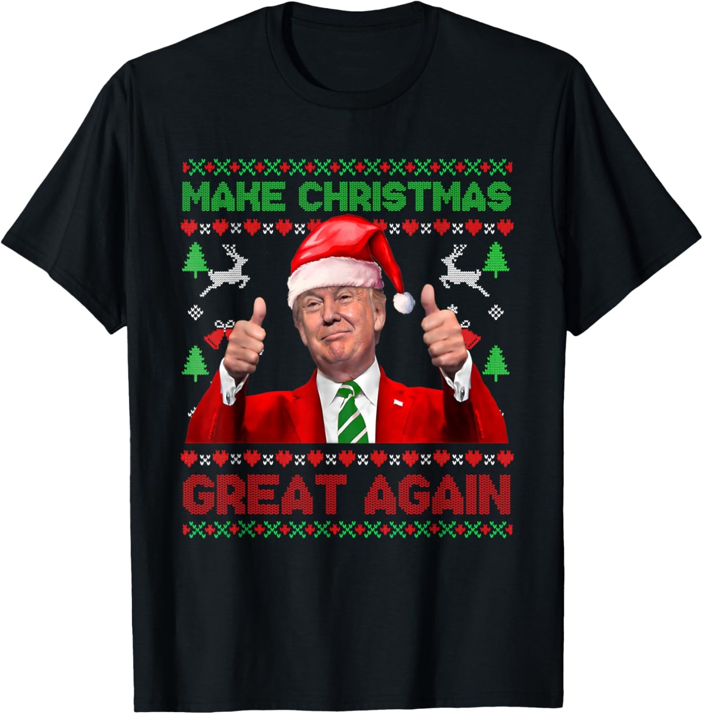 Donald Trump President 2024 Election Gifts Unisex-Adult Christmas Novelty Humorous Black Medium Classic Fit Crew Neck Long Sleeve T-Shirt