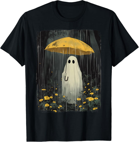 Floral Ghost Umbrella Rain Forest Spooky Season Halloween T-Shirt