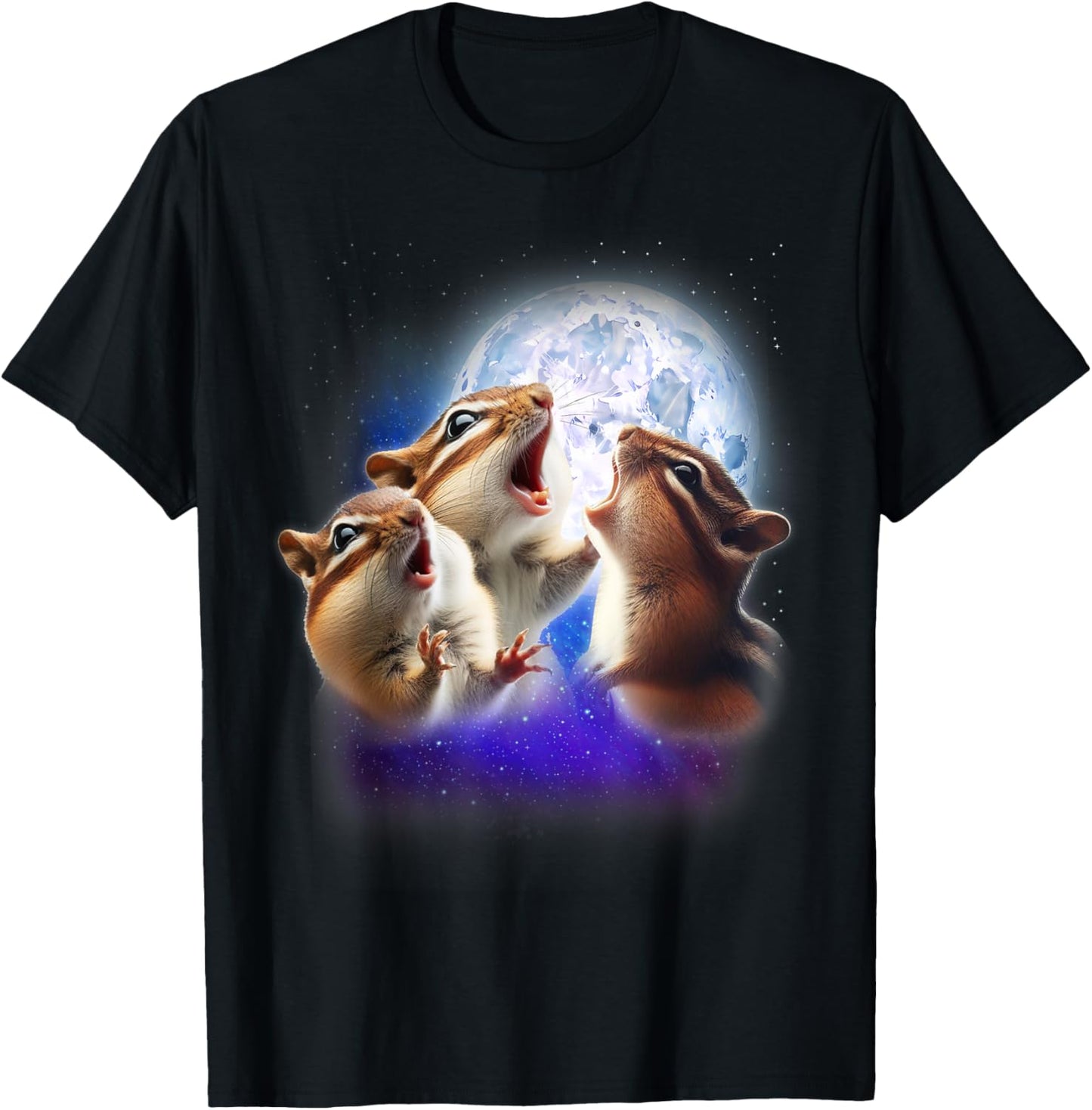 3 Chipmunk Howling At The Moon Funny Chipmunk Animal Lover T-Shirt