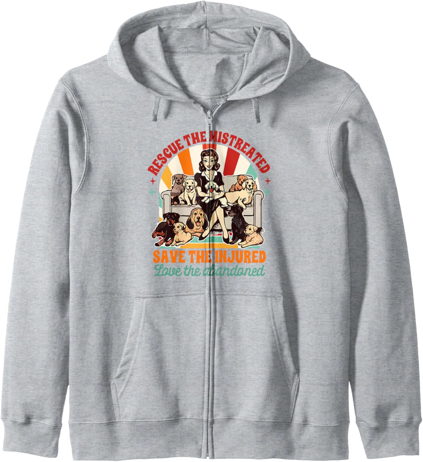 Dog Rescue Dog Mom Rescue The Mistreated Save The Injured Zip Hoodie