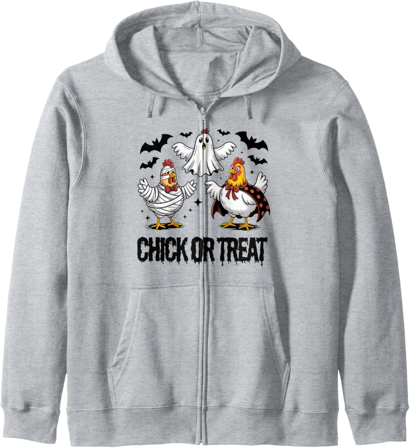 Funny Chick or Treat Halloween Spooky Season Gift Men Women Zip Hoodie