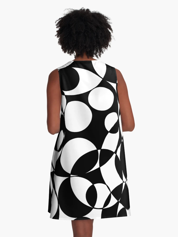 Abstract Circles Black and White Spheres Maximalist Pattern