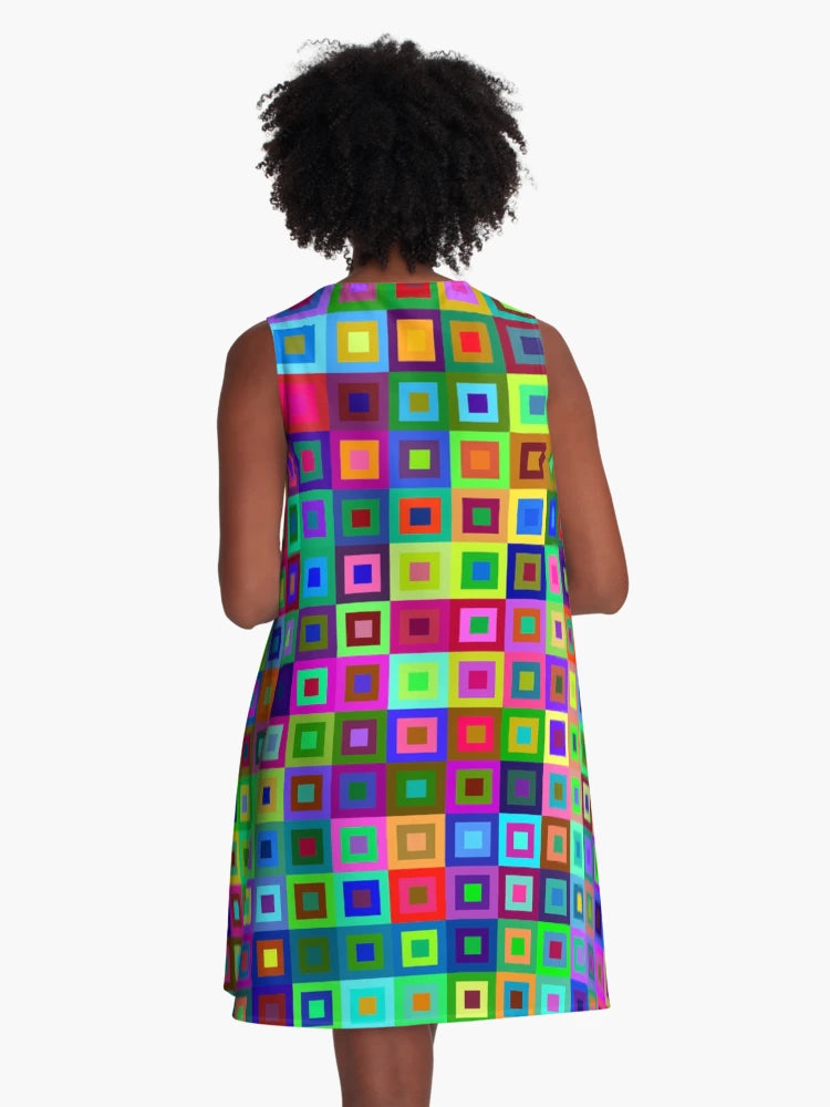 3D Metallic Rave Squares Acid Trip Black Light Hologram