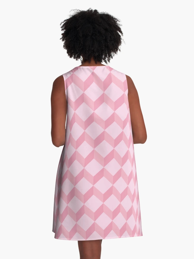 3d cube geometric pink pattern