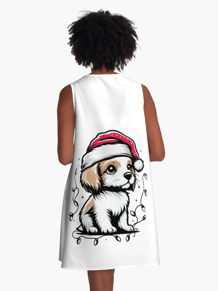 Adorable Dog Christmas Lights Santa Hat