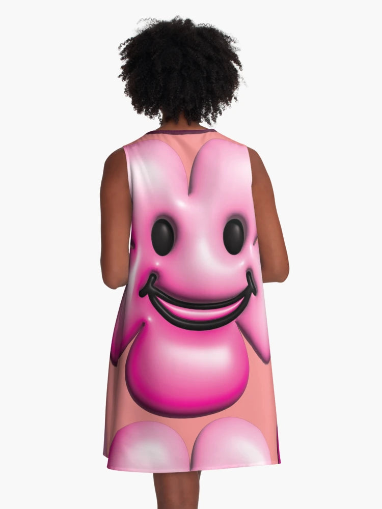 3d pink flower smiley face.