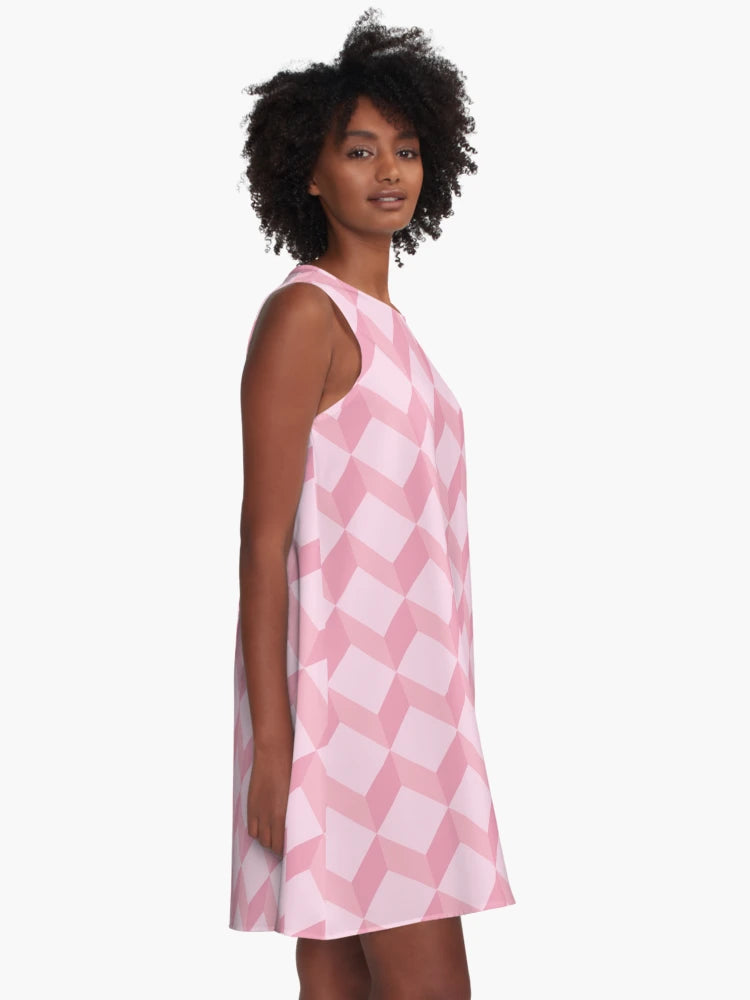 3d cube geometric pink pattern