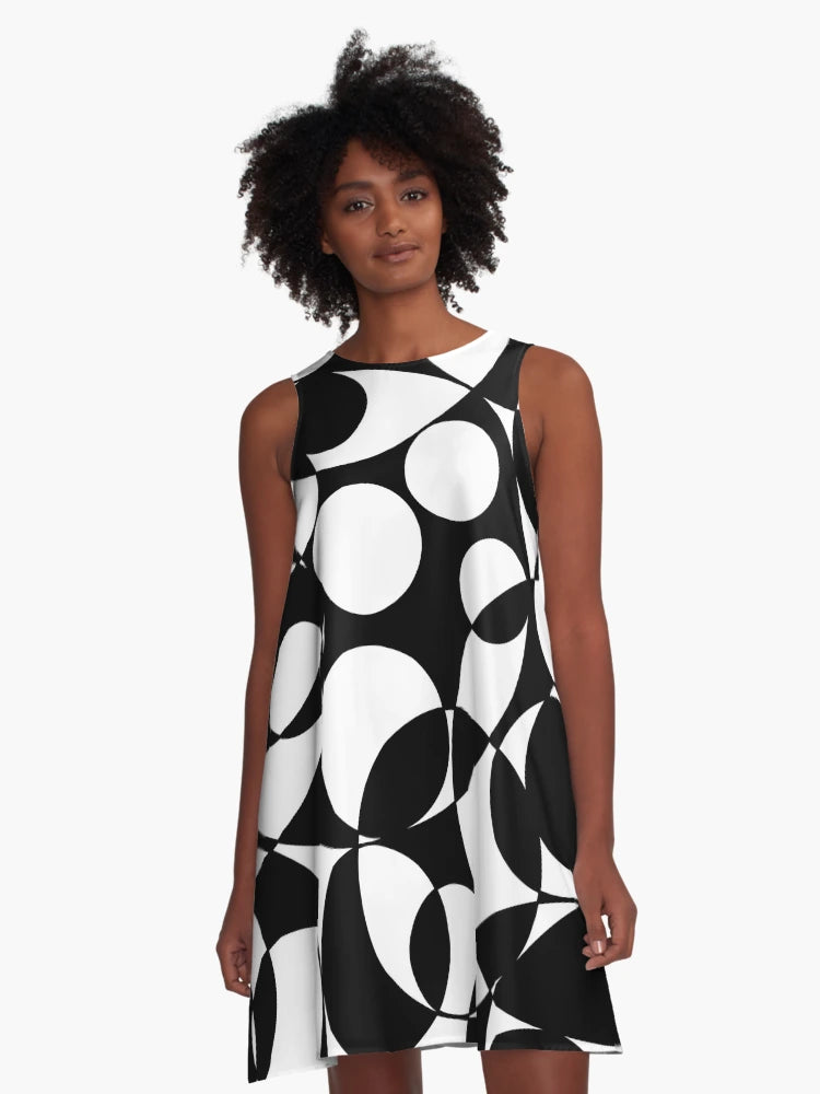 Abstract Circles Black and White Spheres Maximalist Pattern