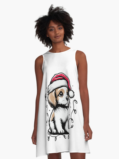 Adorable Dog Christmas Lights Santa Hat