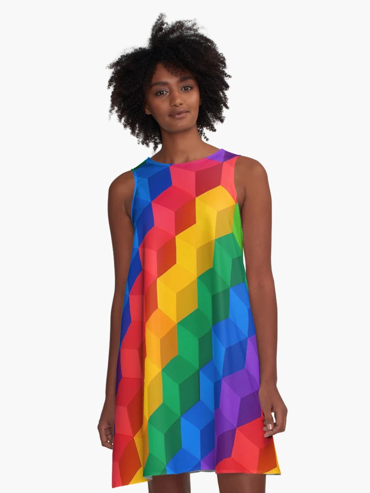 3D Illusion Cubes - rainbow color