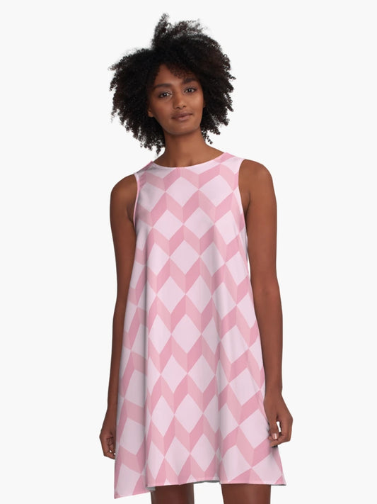 3d cube geometric pink pattern