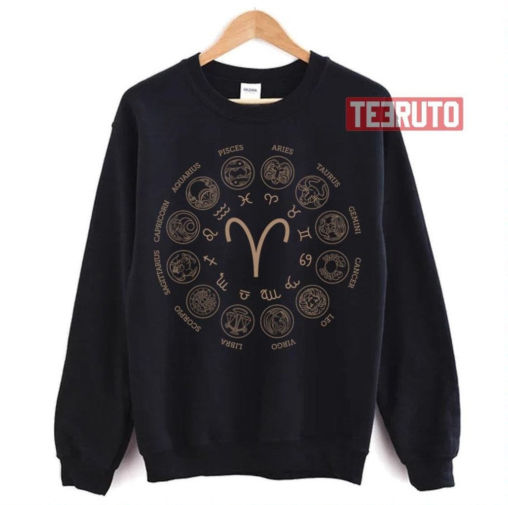 12 Zodiac Signs Aries Zodiac Design Unisex Sweatshirt