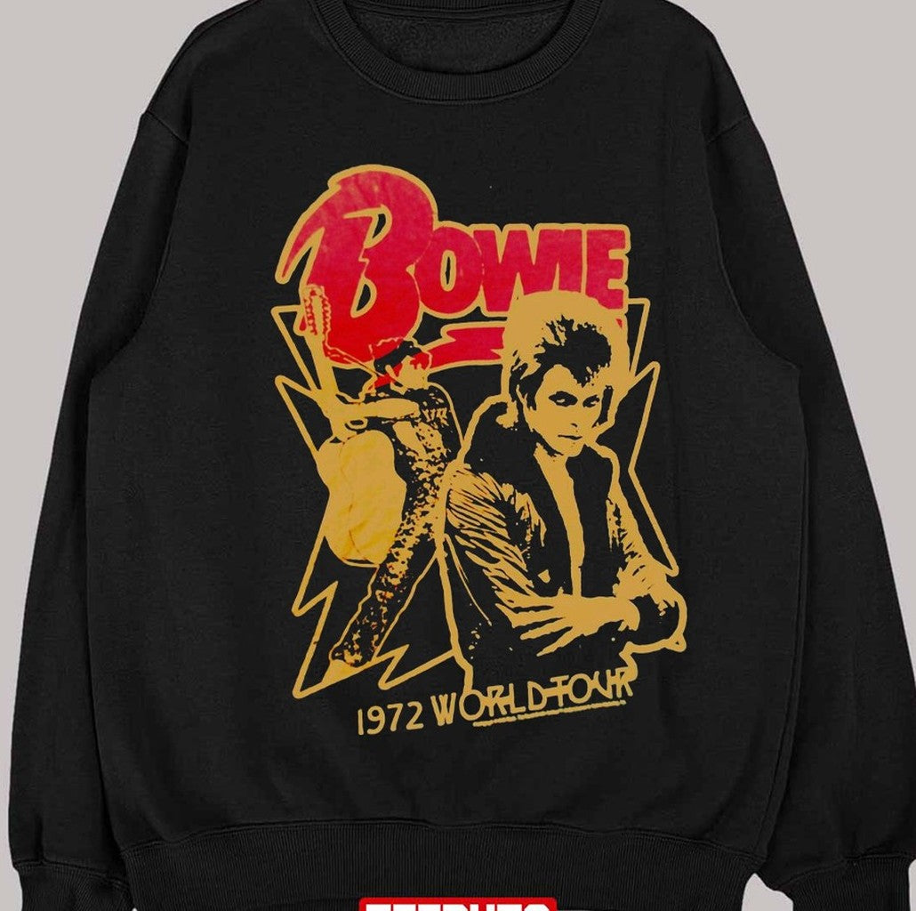 1972 World Tour David Bowie Portrait Unisex Sweatshirt