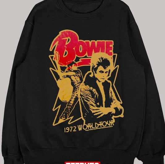 1972 World Tour David Bowie Portrait Unisex Sweatshirt