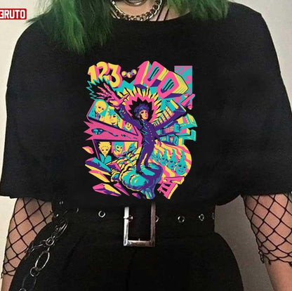 1 2 3 Psychedelic 100 Anime Coloful Fanart Unisex T-shirt