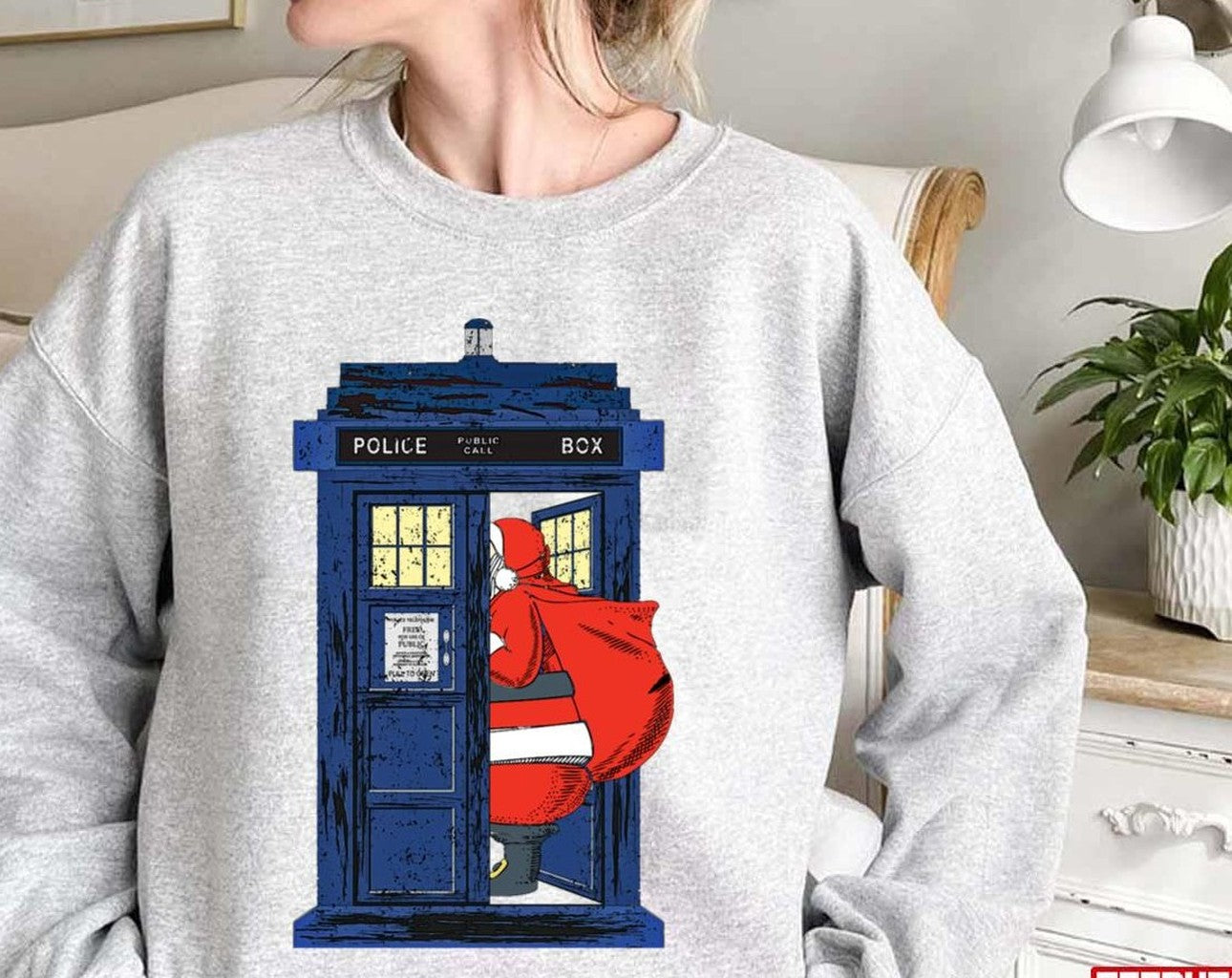 1822 Nicholas Visit The Blue Police Box 1 Christmas Sweatshirt