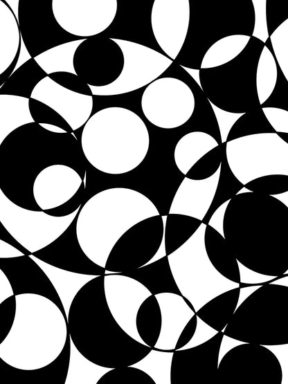 Abstract Circles Black and White Spheres Maximalist Pattern