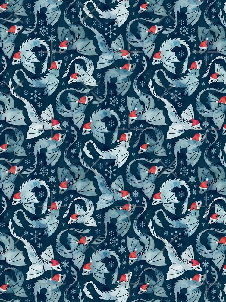 Dragon fire dark blue Christmas snowflake