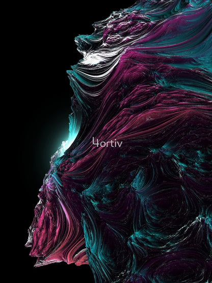 Abstract 3D image of emerald and purple color.