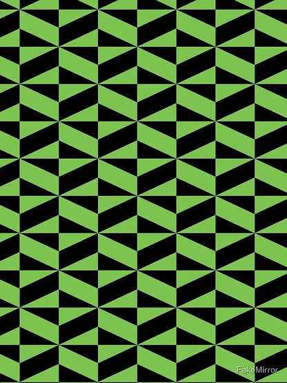 3D Effect Geometric Pattern - Green and Black Cubes Optical Illusion