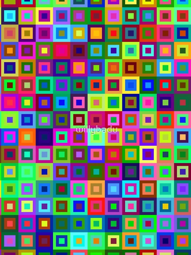 3D Metallic Rave Squares Acid Trip Black Light Hologram