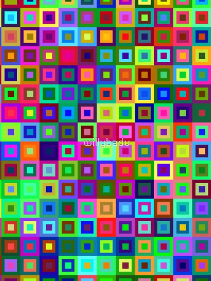 3D Metallic Rave Squares Acid Trip Black Light Hologram