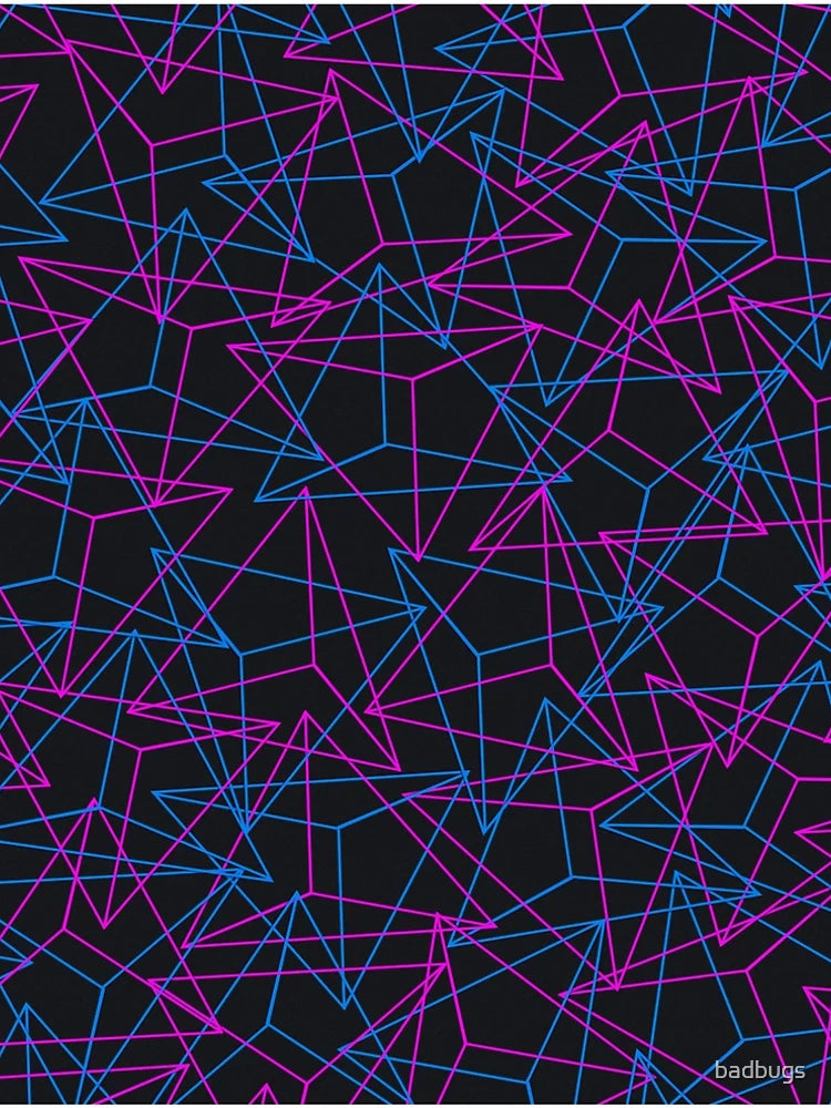 Abstract Geometric 3D Triangle Pattern in Blue / Pink - mini