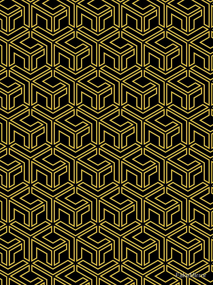 3D Effect Geometric Pattern - Gold Abstract Cubes