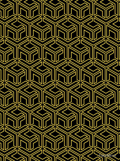 3D Effect Geometric Pattern - Gold Abstract Cubes