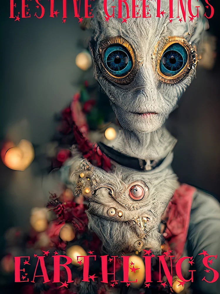 A fun Alien greetings Christmas card for Earthling's