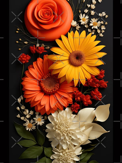 3D Artwork of Different Flowers