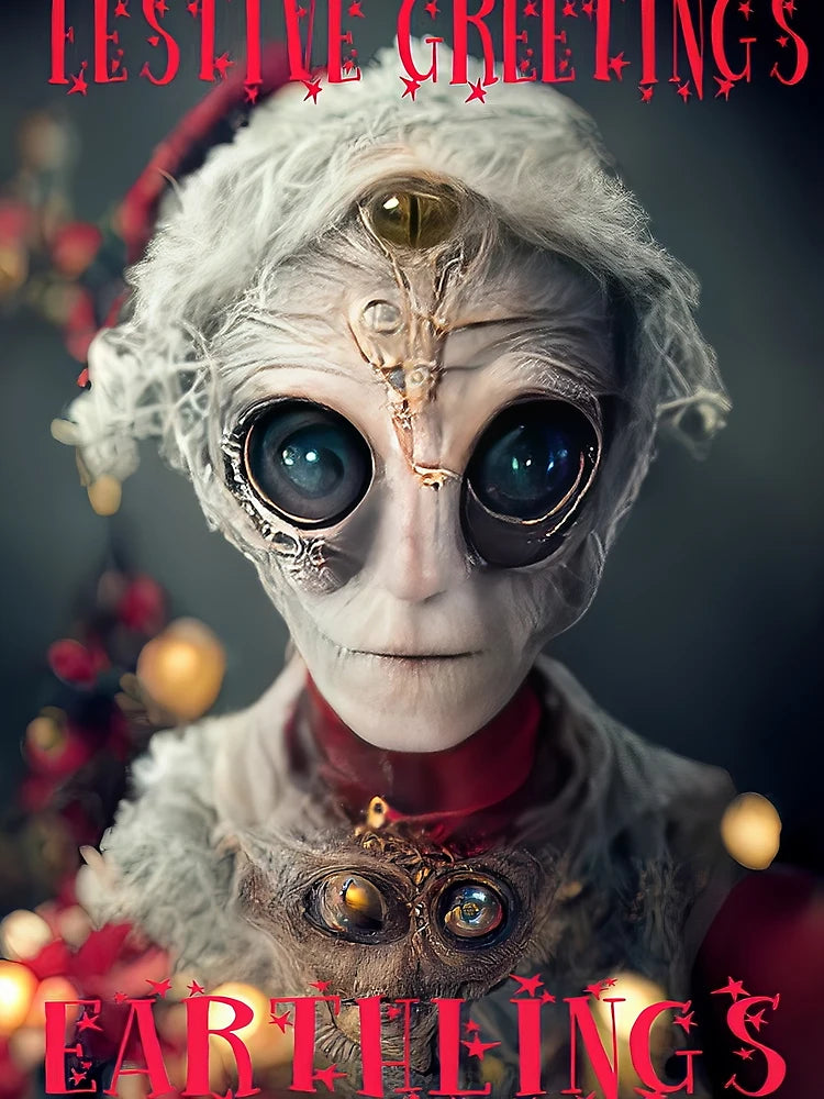 A fun Alien greetings Christmas card for Earthling's