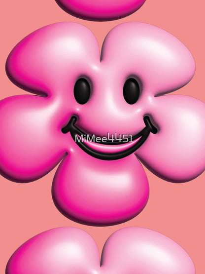 3d pink flower smiley face.