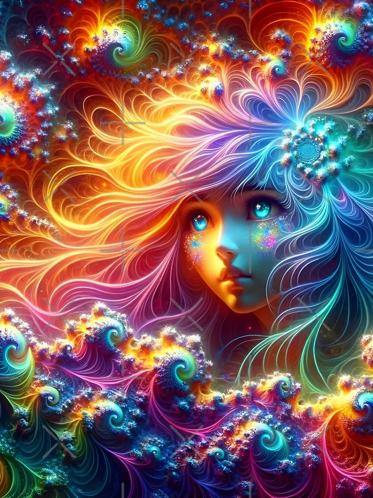 A.I. Psychedelic Fractal Anime Girl 8K 0026 FunFractals ChromaDepth 3D
