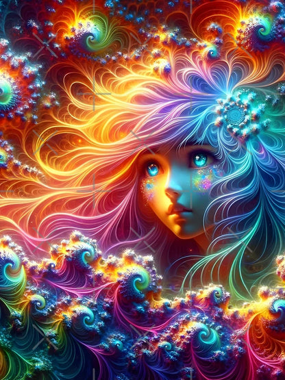 A.I. Psychedelic Fractal Anime Girl 8K 0026 FunFractals ChromaDepth 3D