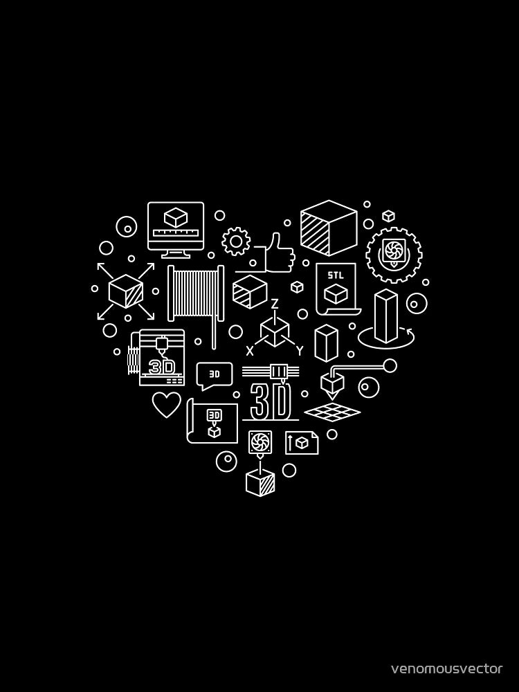3d Printer Heart - I Love 3d printing for Engineer cool heart shaped linear design