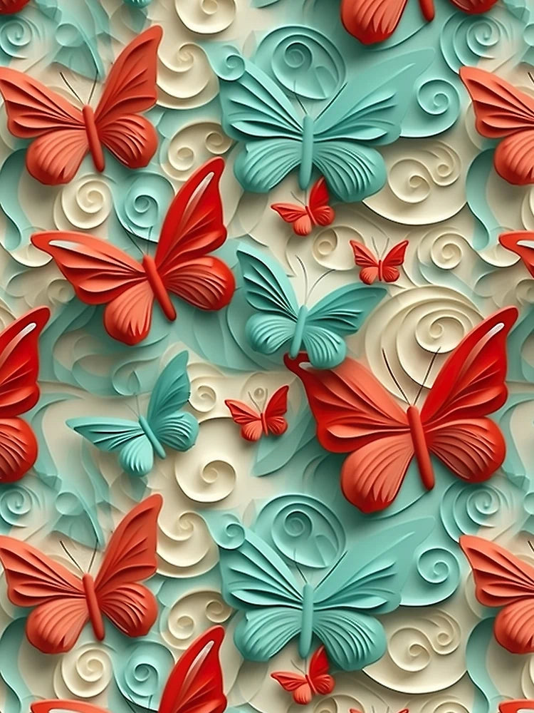 Ethereal Flight: 3D Butterflies Pattern