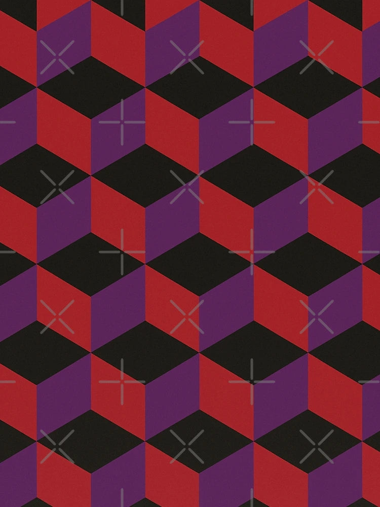 3D Illusion Cubes - Purple, Black, Red