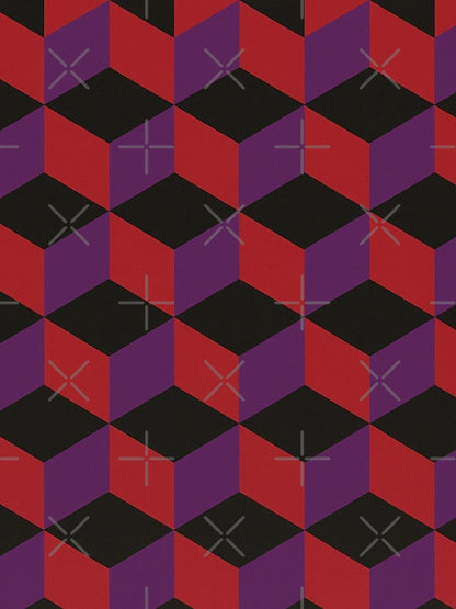 3D Illusion Cubes - Purple, Black, Red