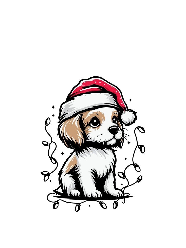 Adorable Dog Christmas Lights Santa Hat