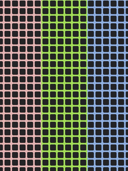 3d Square Pattern on Pale Chestnut, Inchworm, Light Cobalt Blue Colors