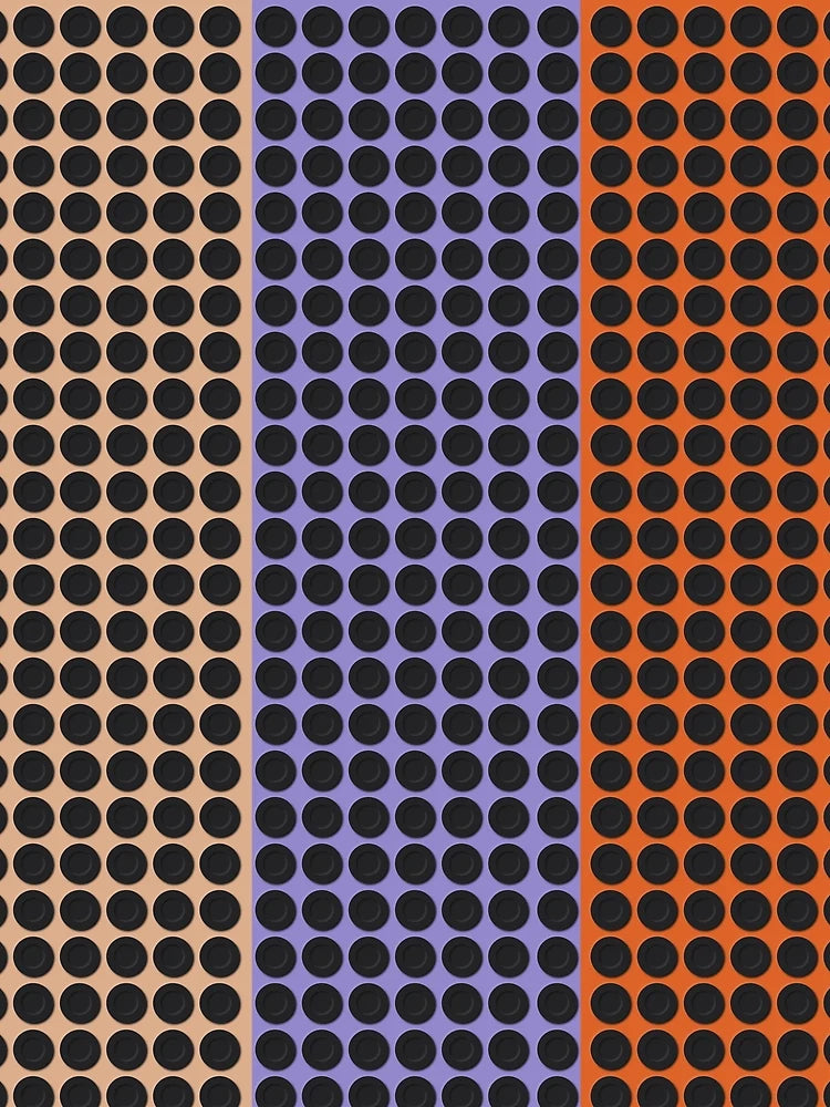 3d Circle Pattern on Tumbleweed, Ube, Vivid Red-Tangelo Colors